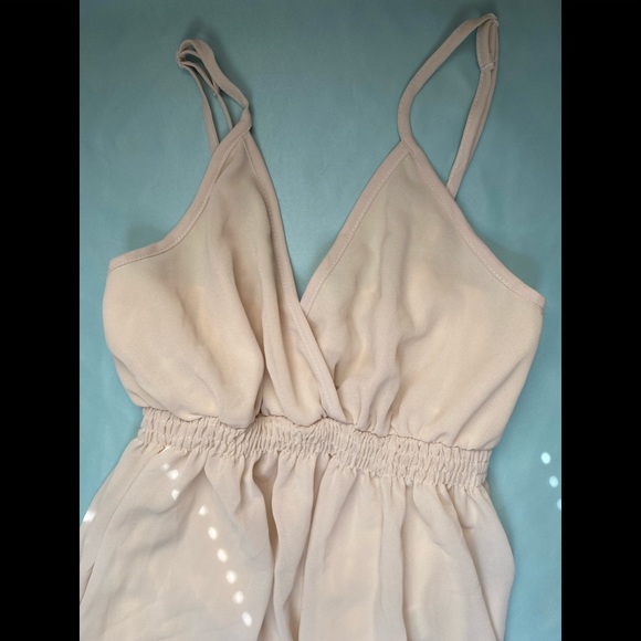 Flowy Beige High Low Dress - Picture 2 of 4